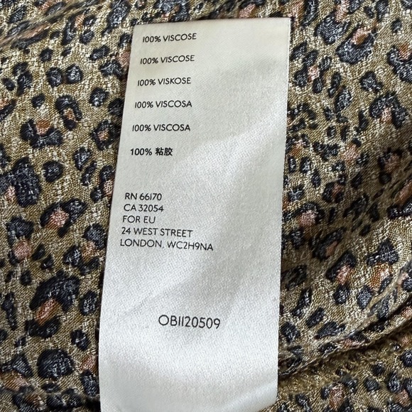 Free People Celia Blouse Womens XL Gold Leopard Cropped Tie Front Puff Sleeve - Picture 7 of 10